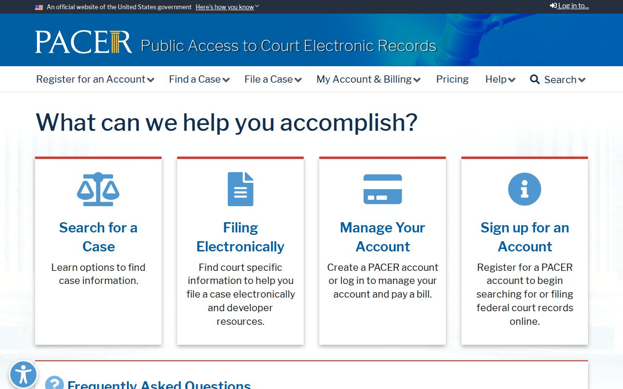 Bienville Parish federal criminal court case access through PACER