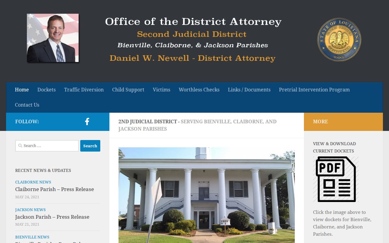 Bienville Parish criminal cases Second Judicial District Attorney resource