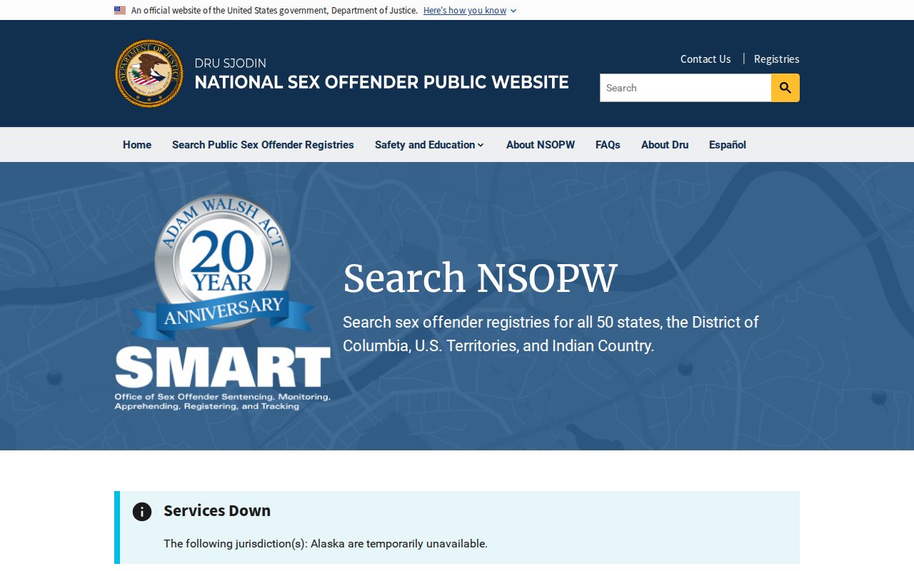 National Sex Offender Public Website search used for Bienville Parish checks