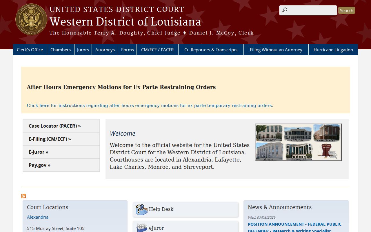Bienville Parish criminal records Western District